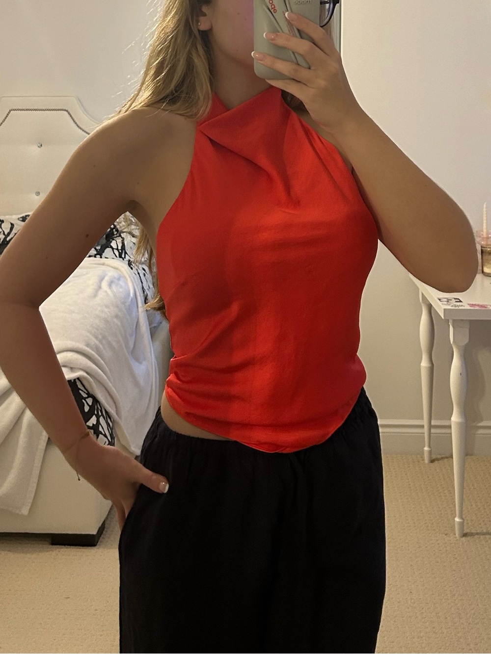 Sleeveless Red Halter Neck Women's Top WILFRED SZ M